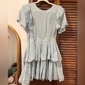 Hausen Light Blue Ruffled Mini Dress